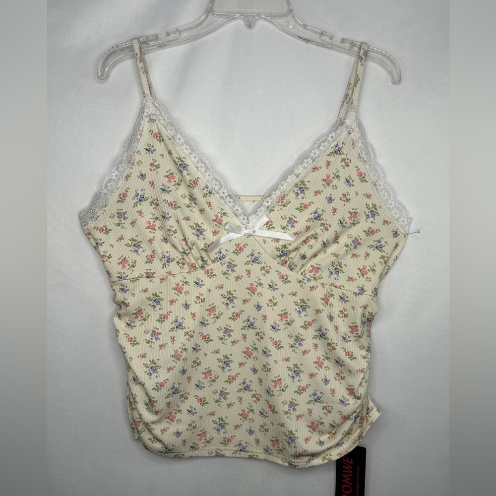 Romwe NWT Ditsy Floral Tank Top Cami Ruched Y2K Sz 2XL